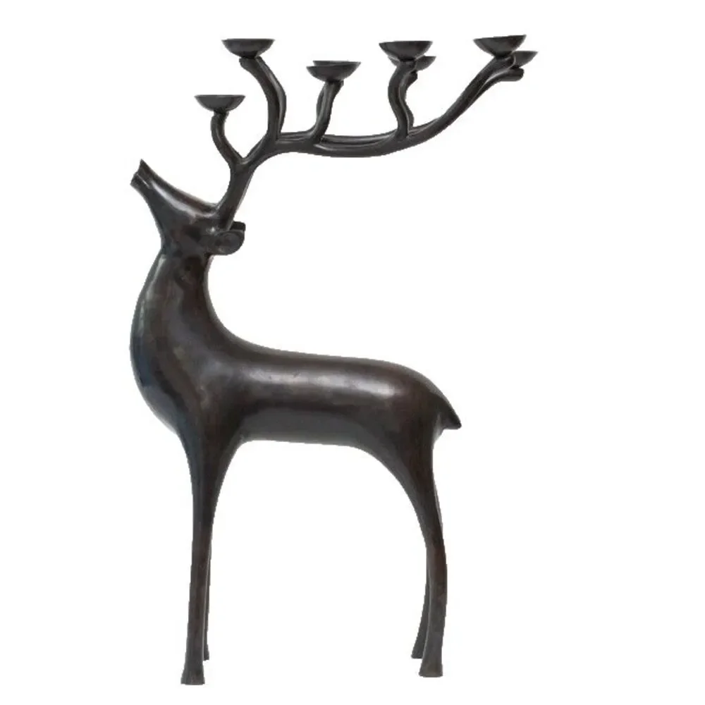 Pottery Barn Black Metal Reindeer Candelabra Candle Holder 20
